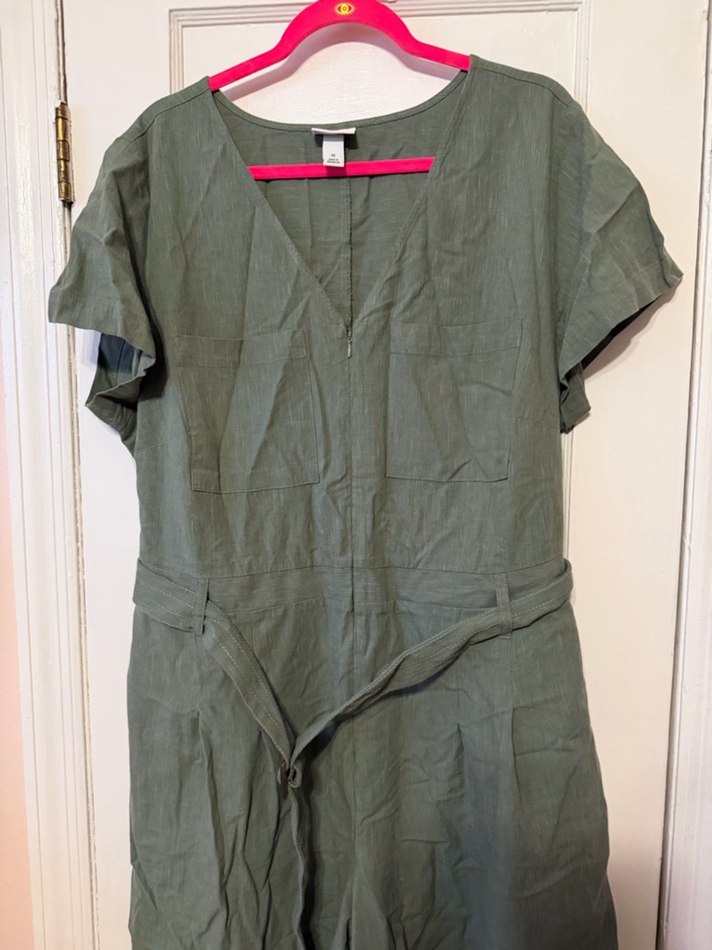 Ava & Viv Olive Green Short Sleeve Utility Jumpsuit